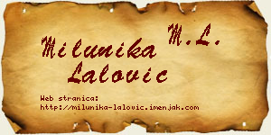 Milunika Lalović vizit kartica